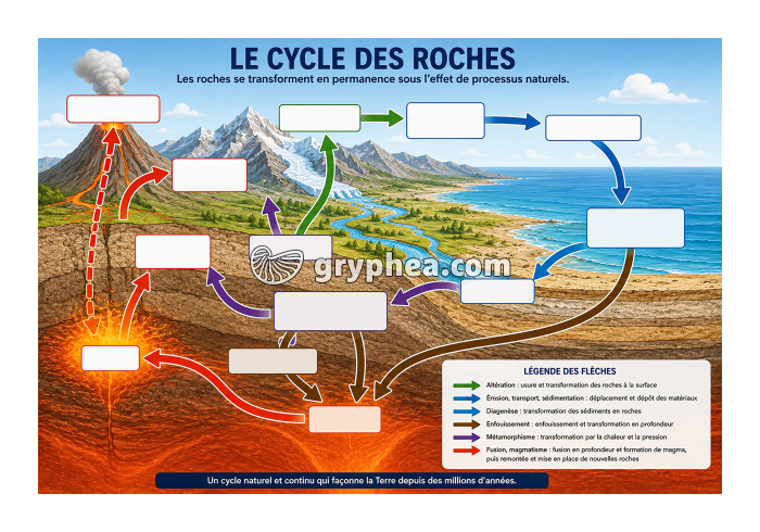 Le cycle des roches - schéma muet - gryphea.org